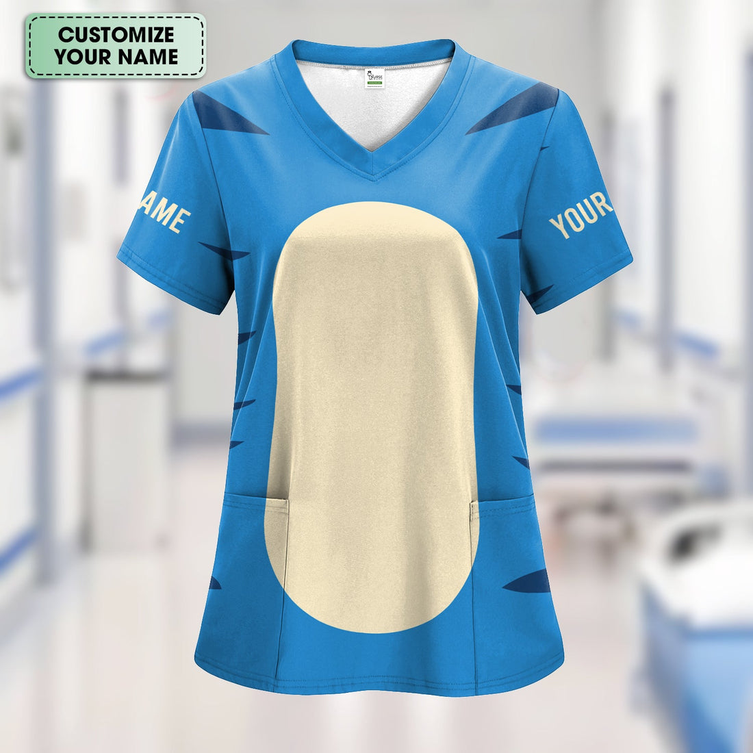 Personalized Cartoon Tiger Costume Nurse Scrub Top