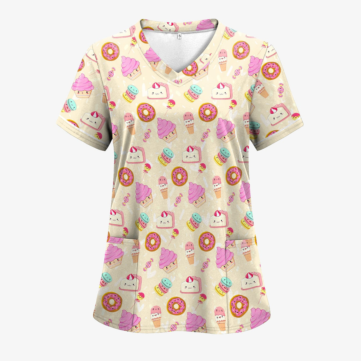 Donut Ice Cream Nurse Scrub Top