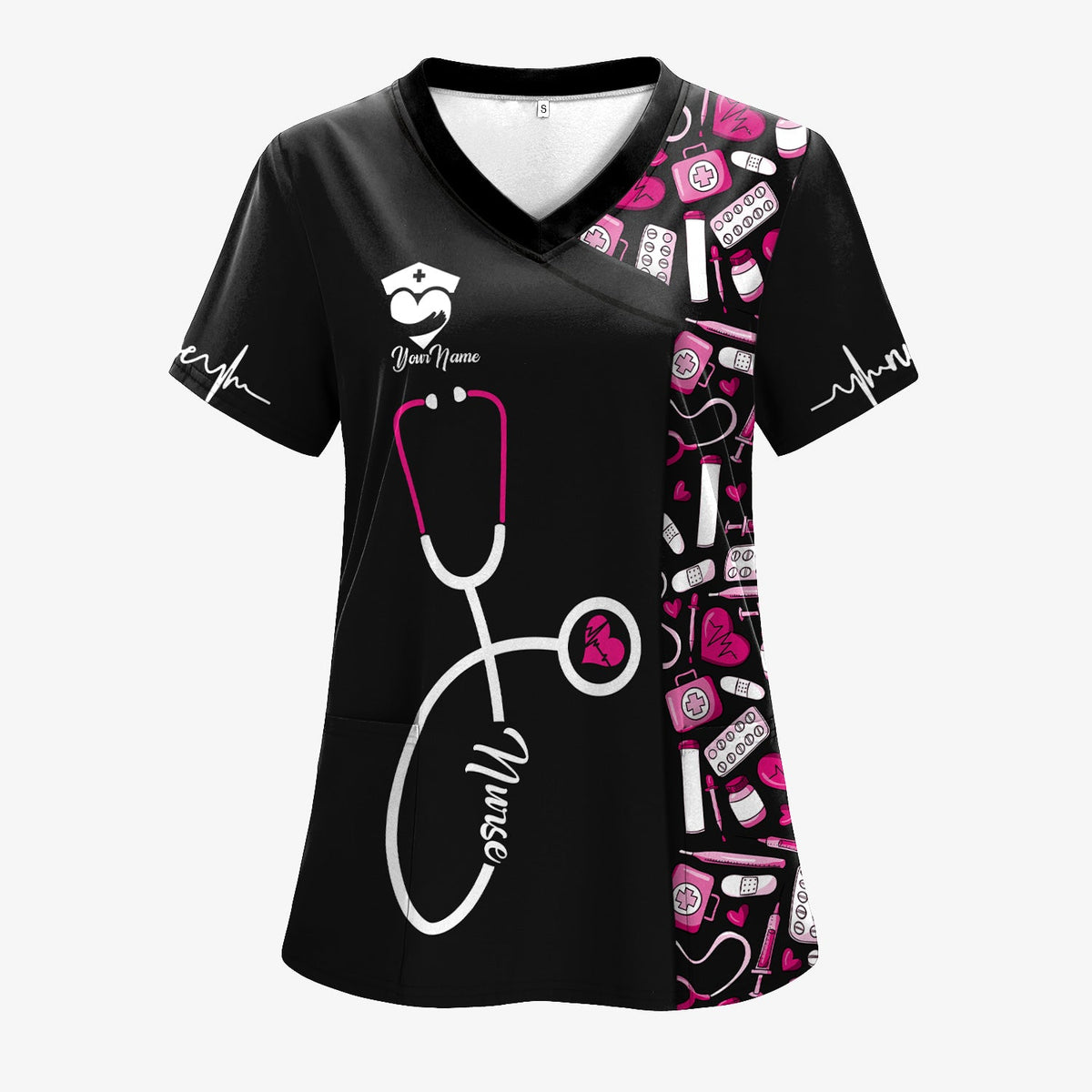 Personalized Nurse Shirt - Stethoscope & Medical Design with Heart - Custom Gift for RN CNA LPN Healthcare Workers