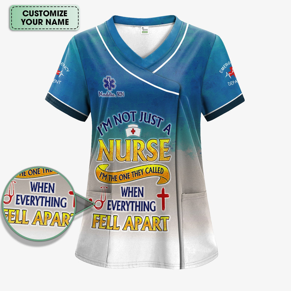 Personalized ER Healthcare Nurse Scrub Top