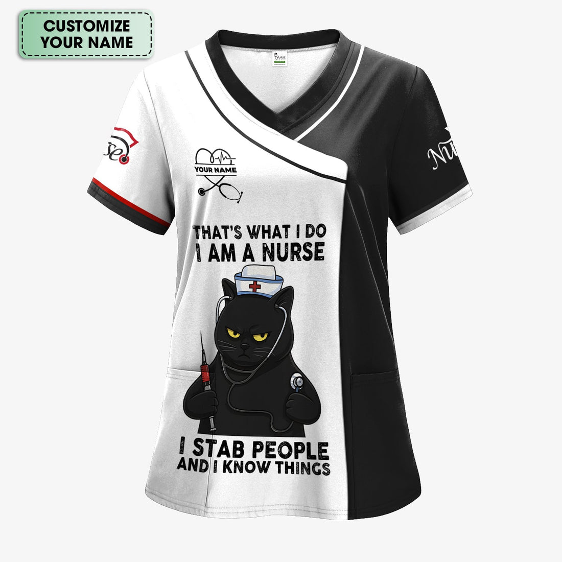 Personalized I Stab People And I Know Things Nurse Scrub Top