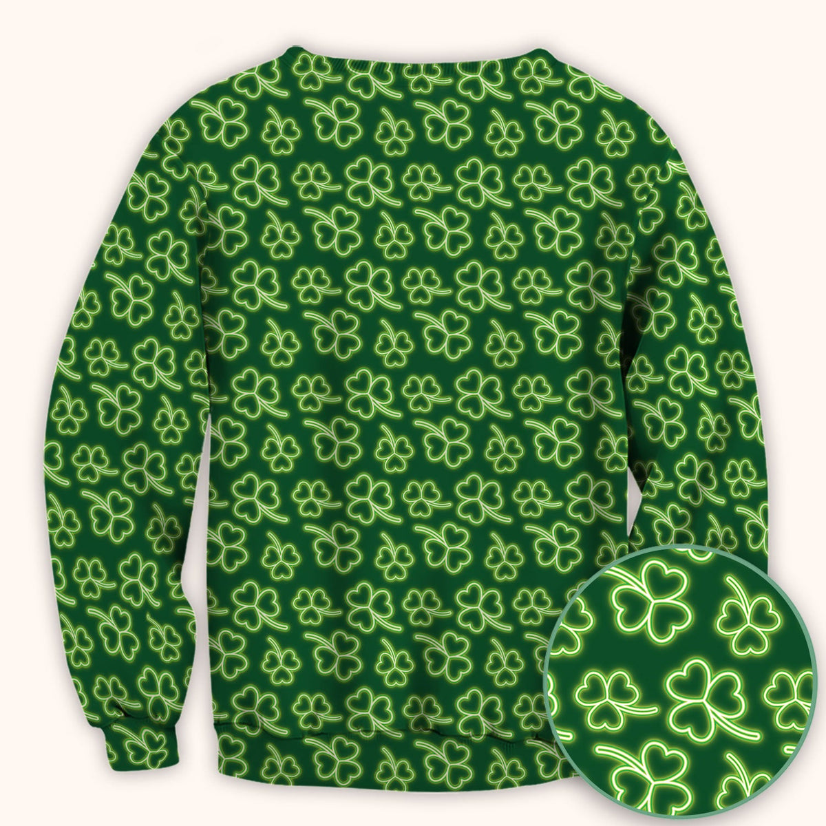 Neon Shamrock Nurse Scrub Top, St. Patrick’s Day Glow Green Pattern Pattern Shirt,  Breathable Fabrics Nursing Uniform