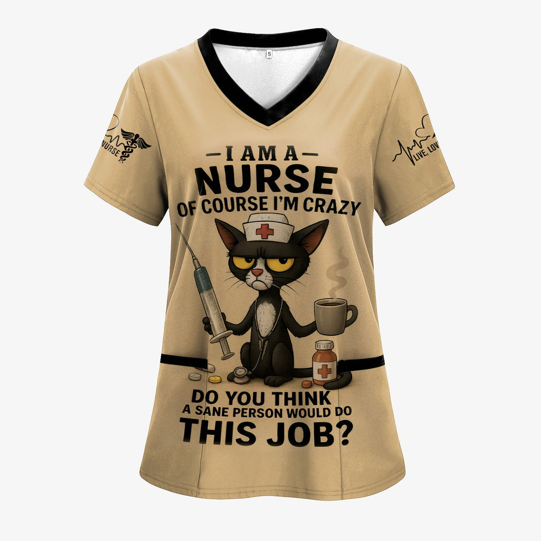 Personalized Grumpy Cat Sane Person Nurse Scrub Top