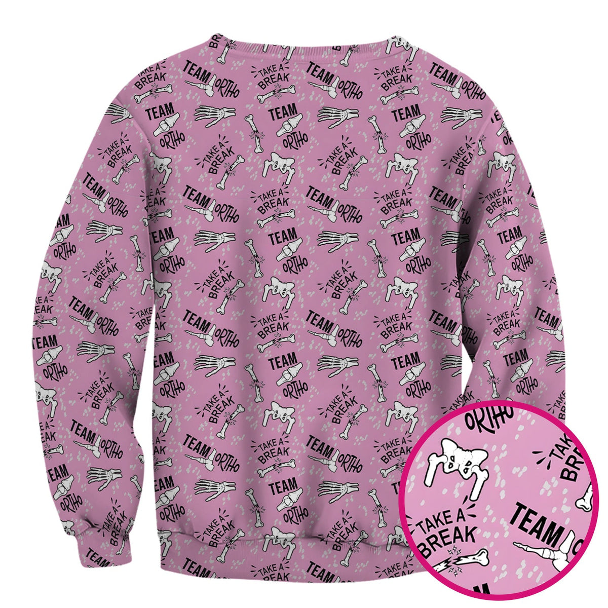 Team Ortho Bone Joint Print Scrub Top, Breathable Fabrics Nursing Uniform