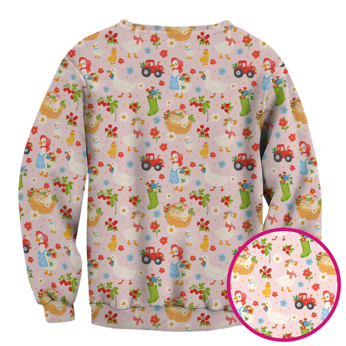 Farm Duck Chicken Tractor Flower Basket Nurse Scrub Top