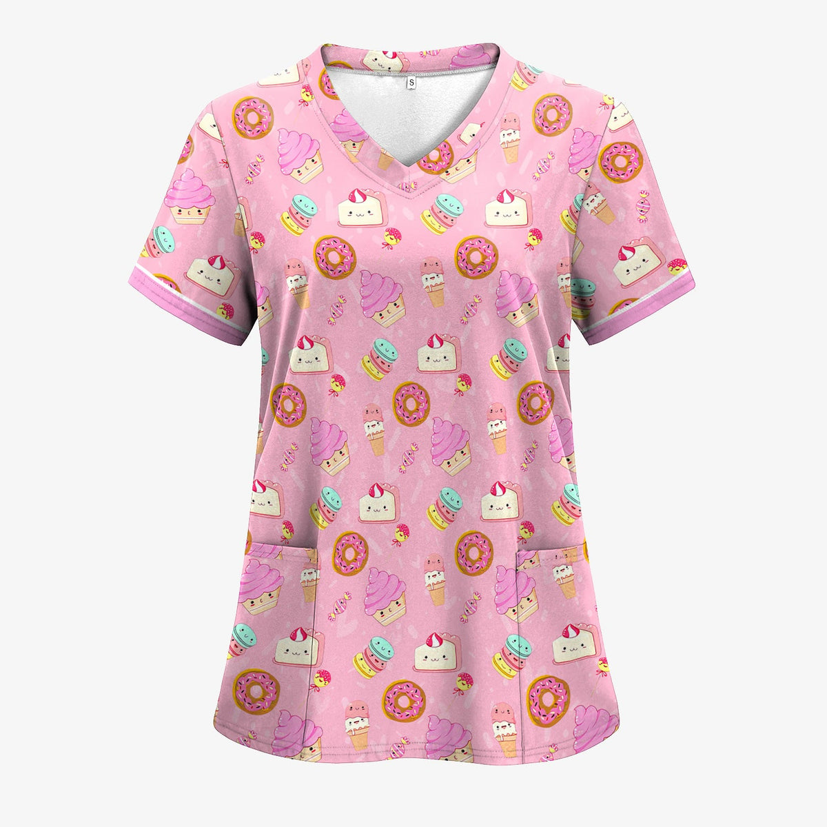 Donut Ice Cream Nurse Scrub Top