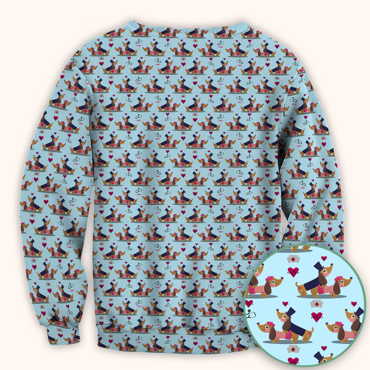 Dachshund Nurse Scrub Top - Valentines Day Gift