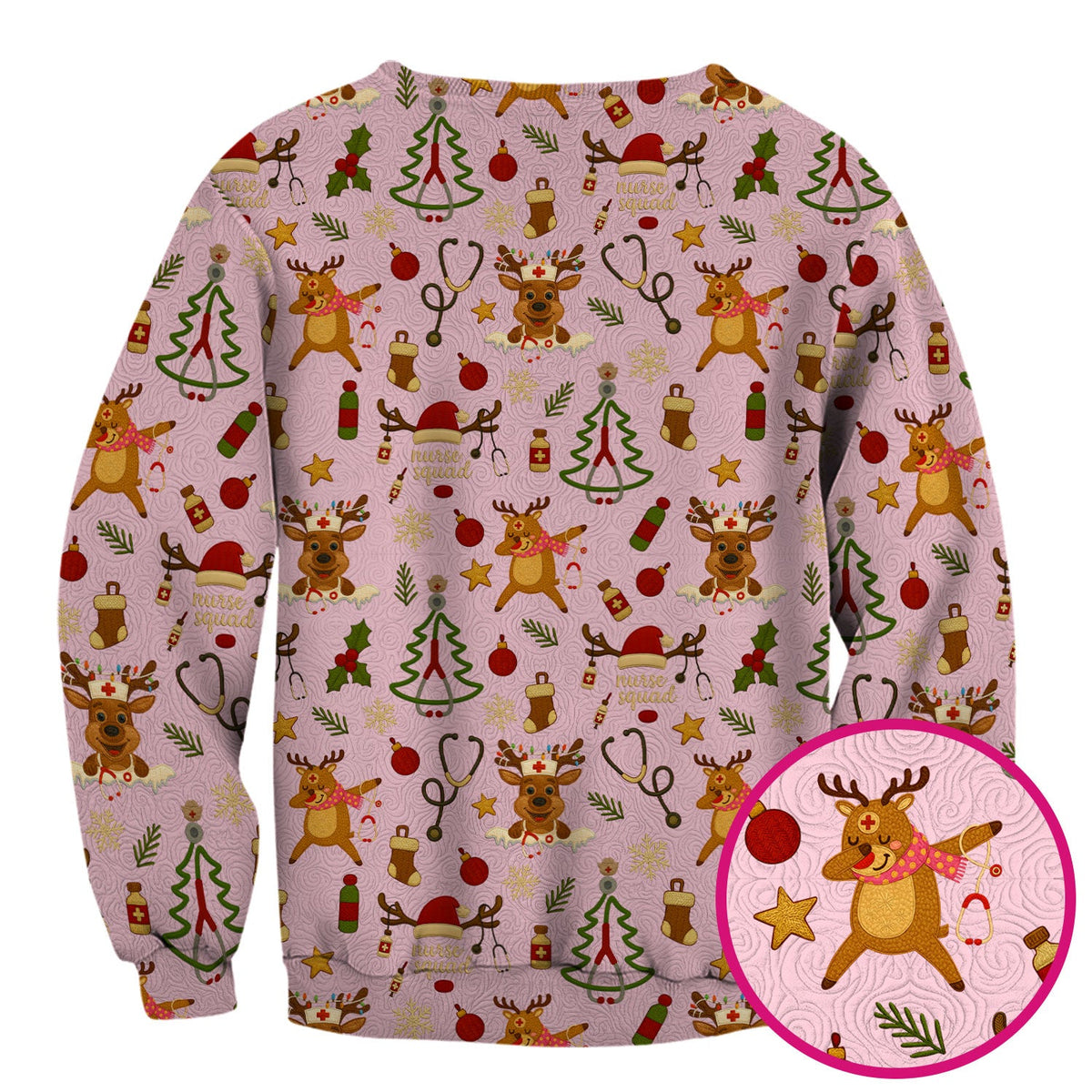 Christmas Reindeer Scrub Top - Cute Holiday Nurse Scrubs with Reindeer Print - Funny Xmas Medical Scrub Shirt Gift for Women CNA RN Doctor