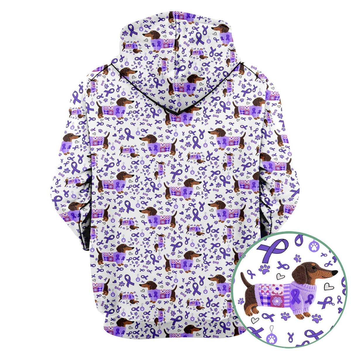 Purple Ribbon Dachshund Nurse Scrub Top