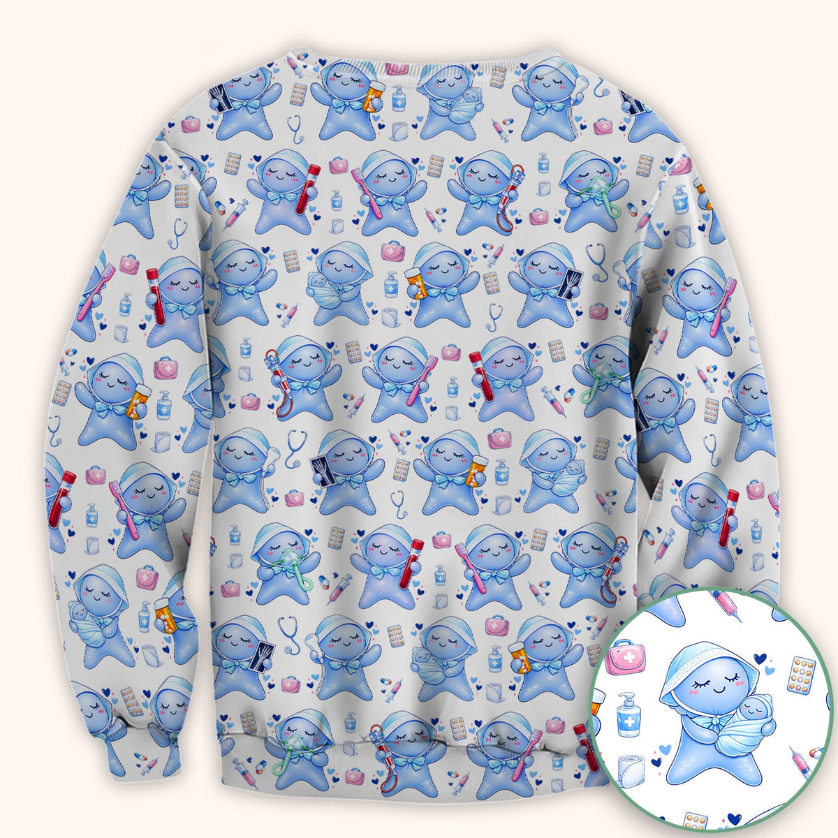 Dental Tooth Character Nurse Scrub Top