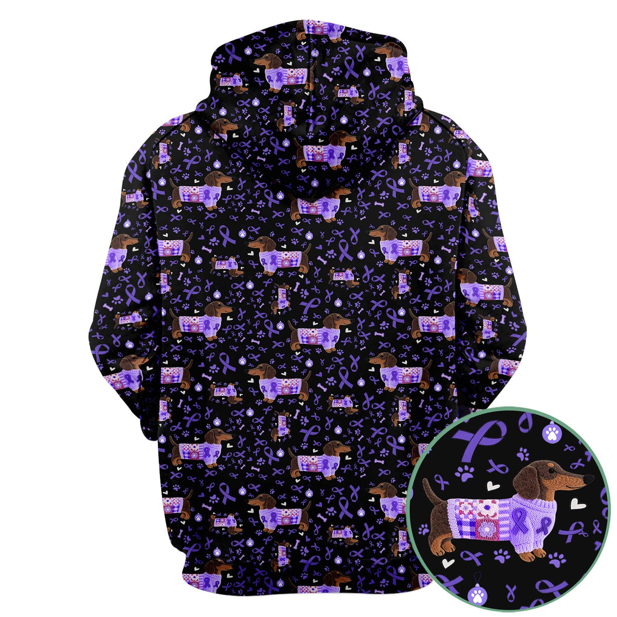 Purple Ribbon Dachshund Nurse Scrub Top