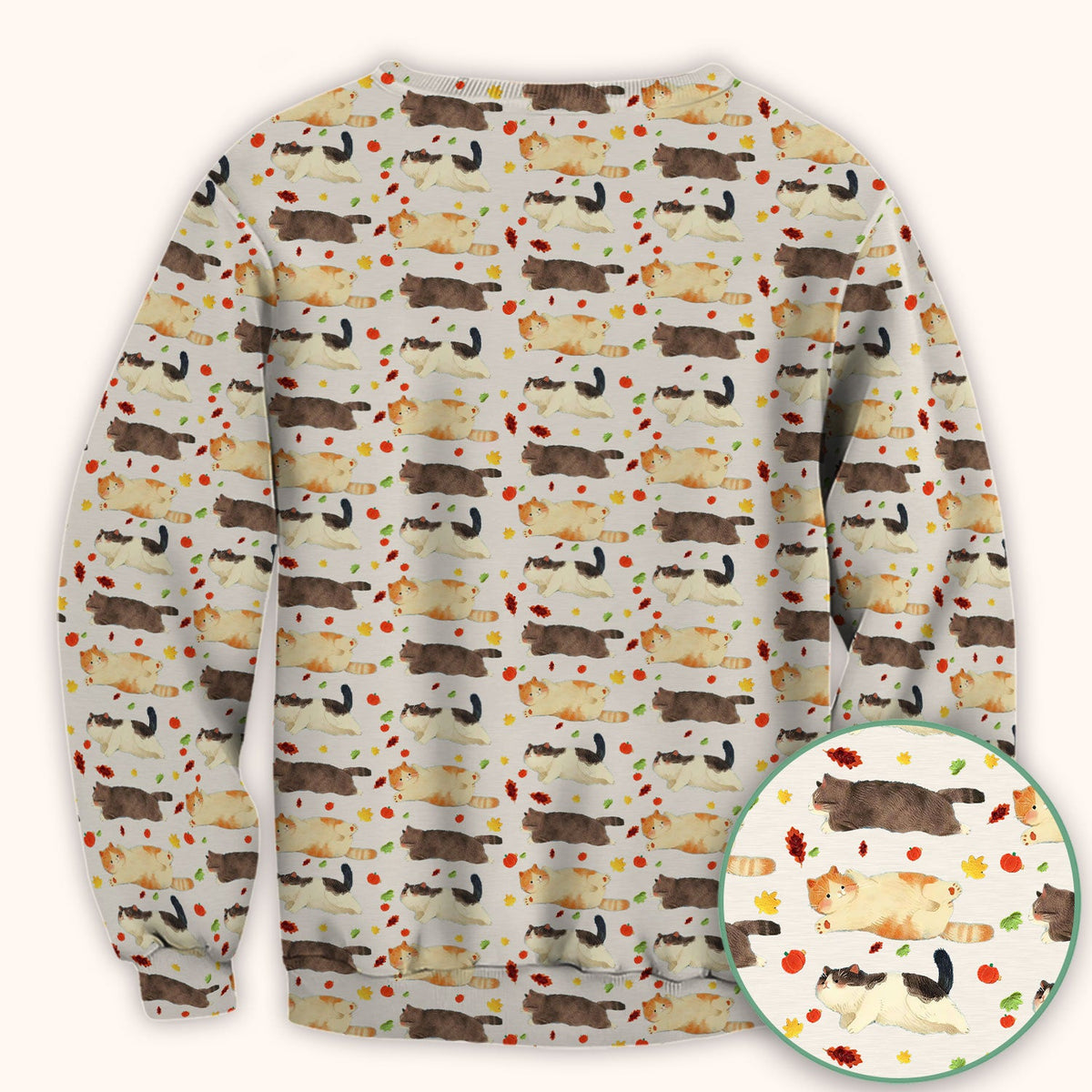 Chubby Cat Autumn Leaves Nurse Scrub Top
