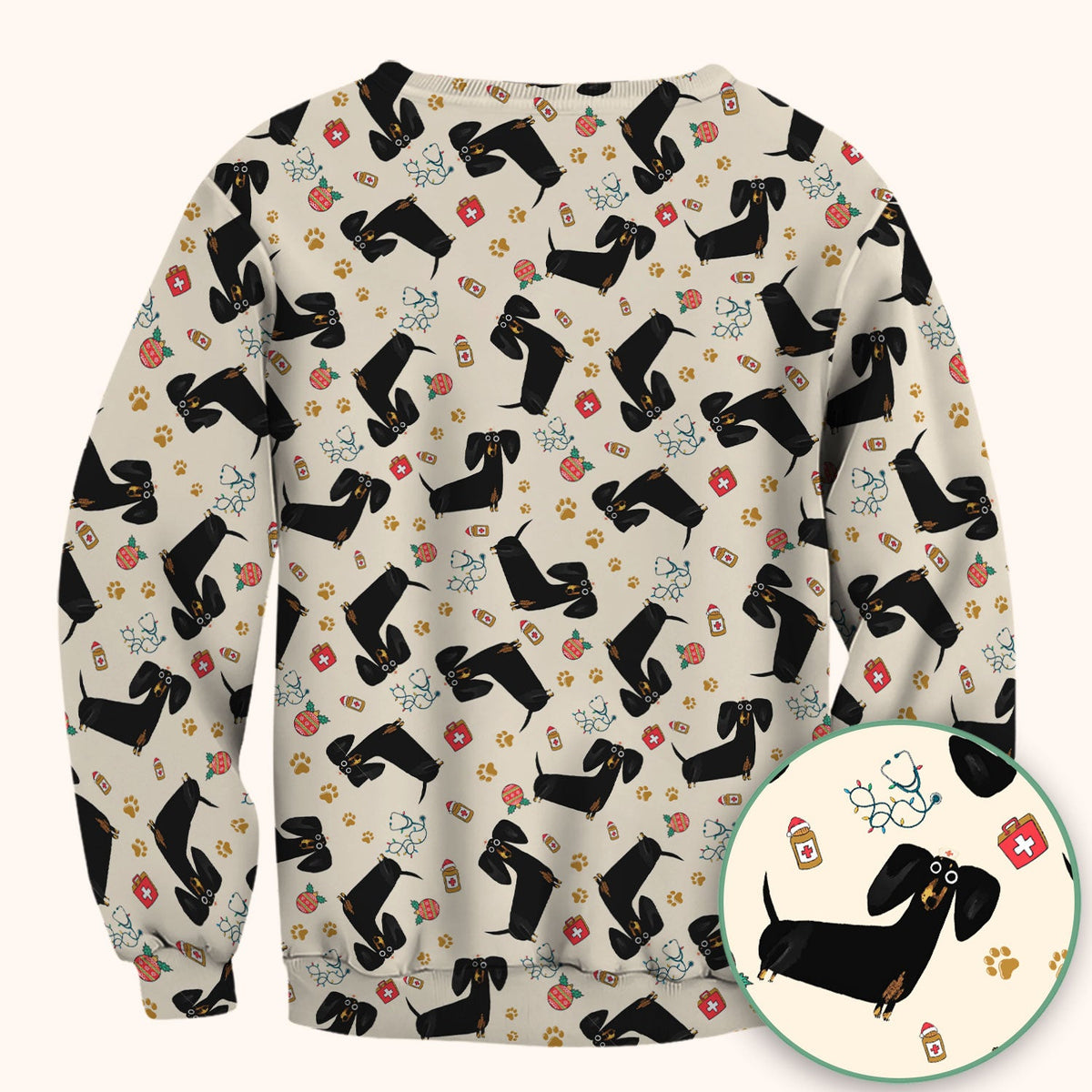 Black Dachshund Nurse Scrub Top - Gift For Dog Lover