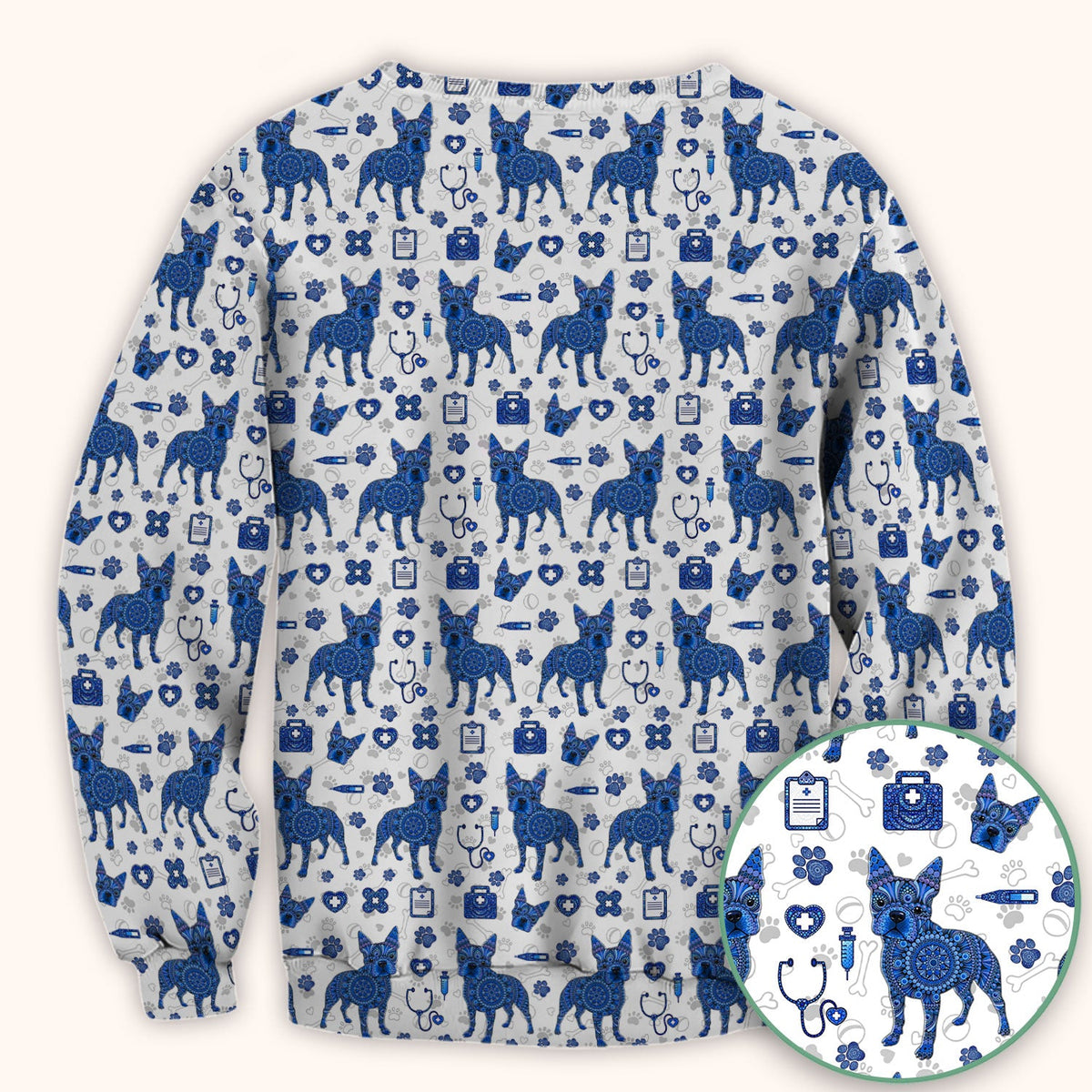 Blue Heeler Australian Cattle Dog Scrub Top, Australia Dot Art Pattern Shirt, Breathable Fabrics Nursing Uniform