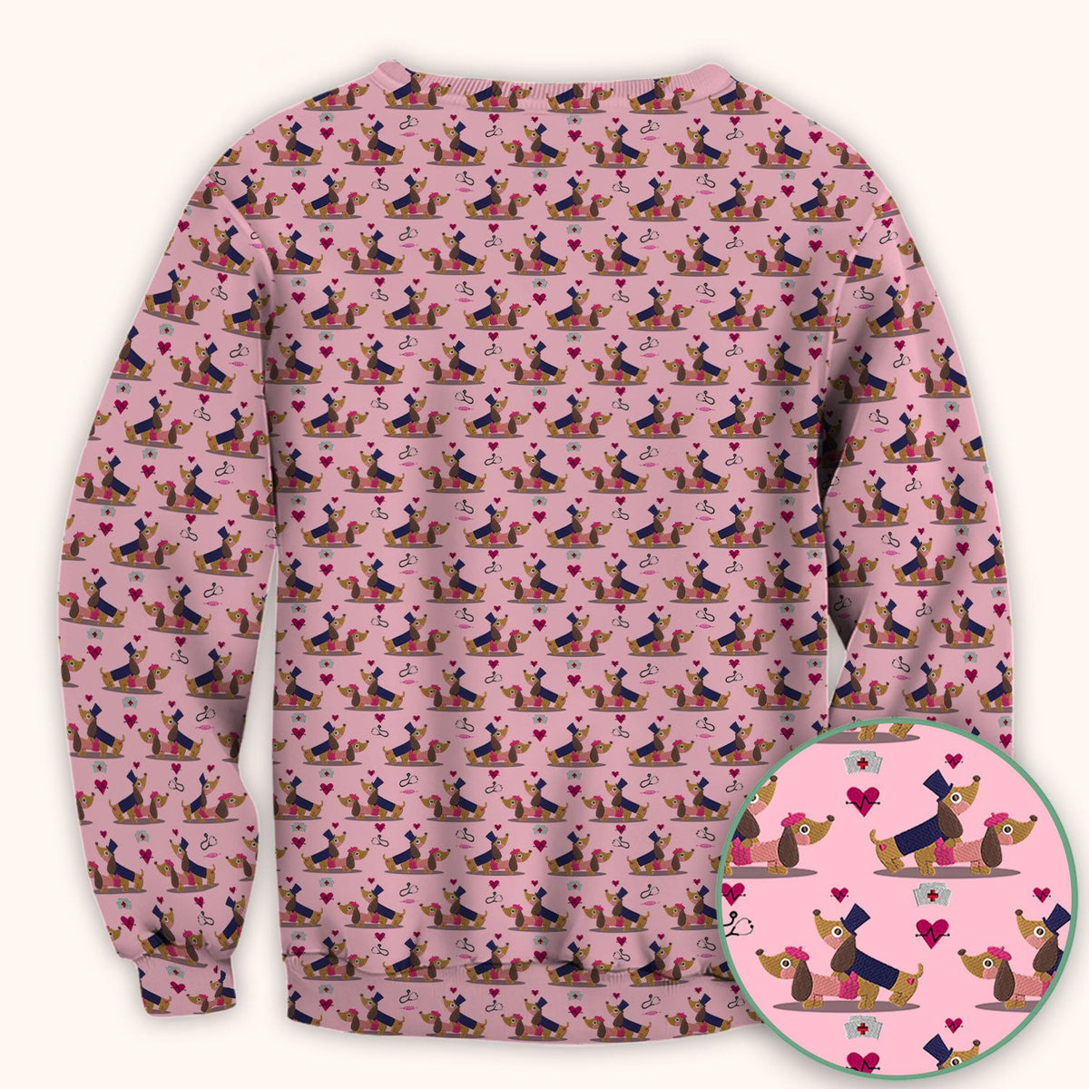 Dachshund Nurse Scrub Top - Valentines Day Gift