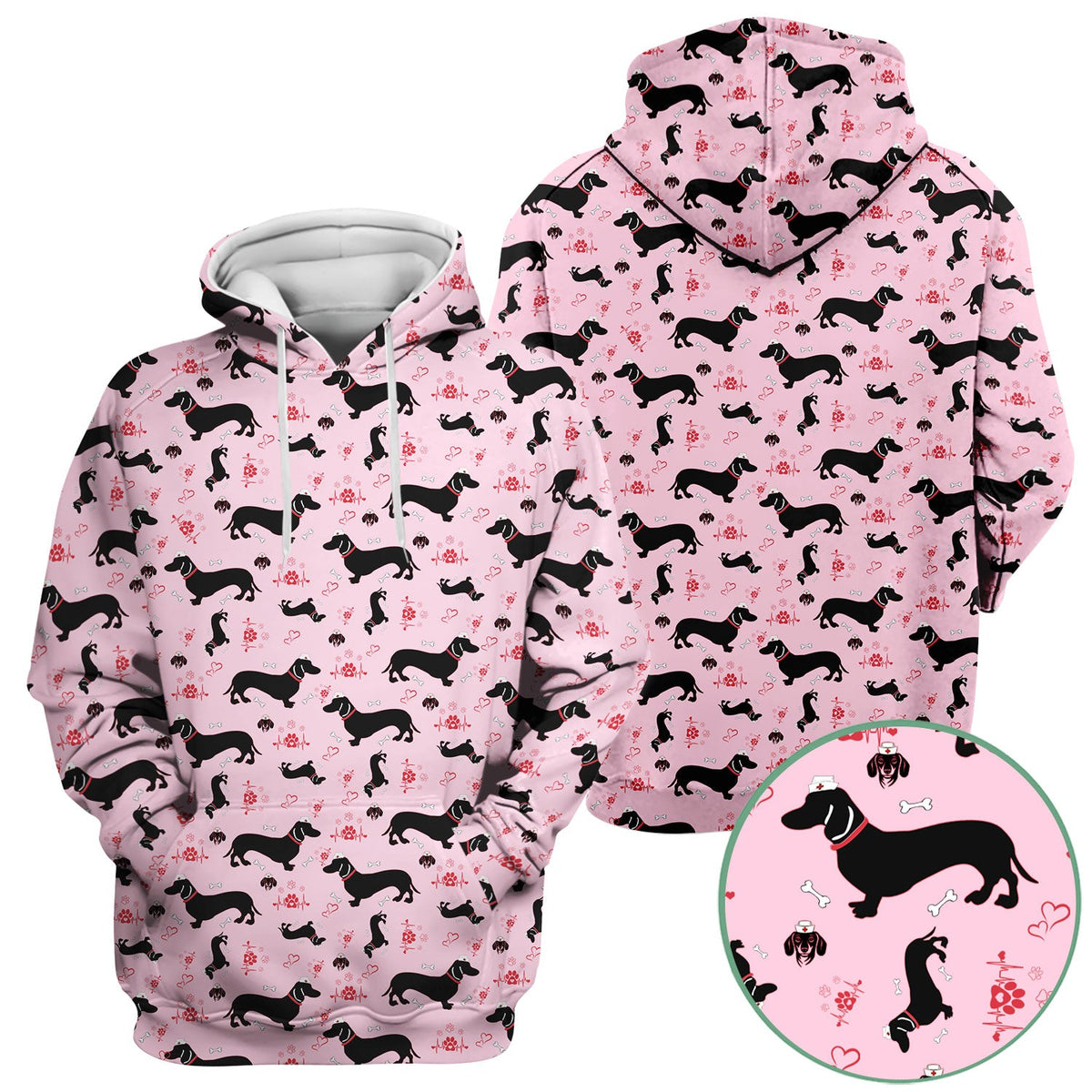 Dachshund Scrub Top - Cute Dog Print Scrubs for Women, Men Multi Color - Animal Scrub Shirt Gift for Nurse, CNA, RN, Doctor