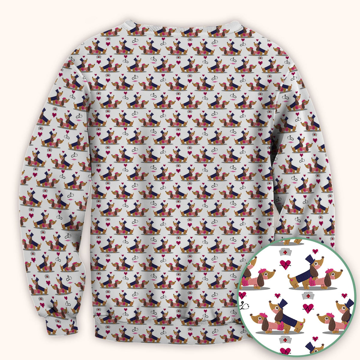 Dachshund Nurse Scrub Top - Valentines Day Gift