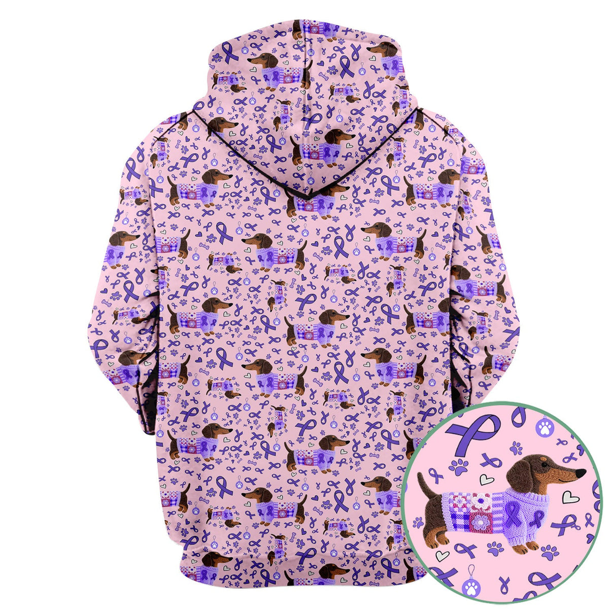 Purple Ribbon Dachshund Nurse Scrub Top