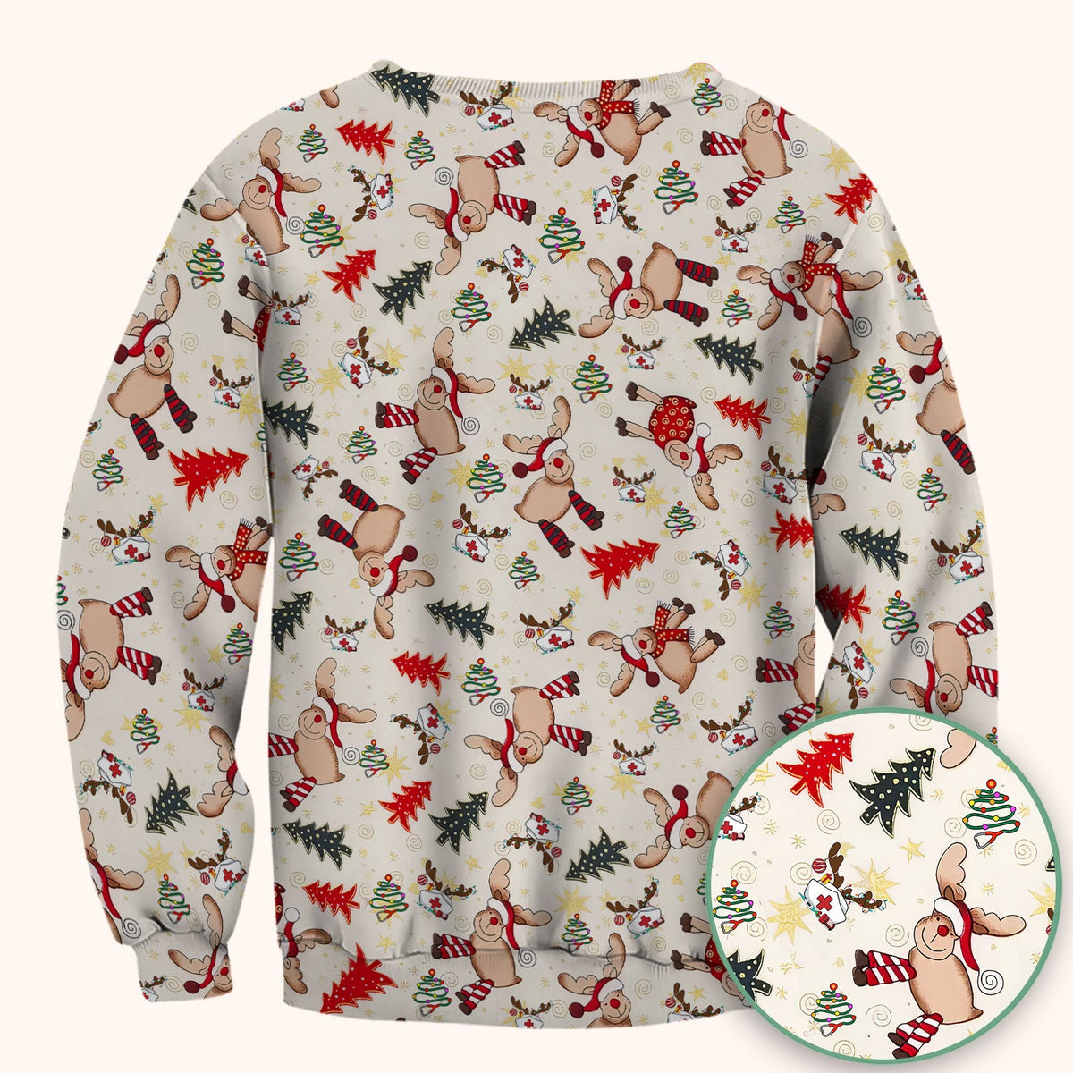 Reindeer Nurse Scrub Top - Christmas Gift