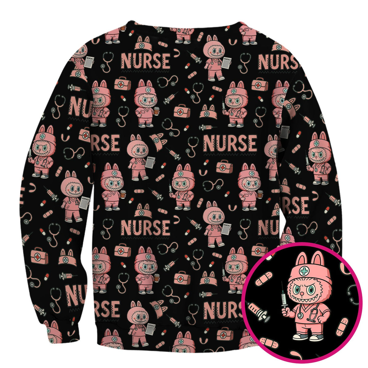Bunny Cartoon Nurse Scrub Top