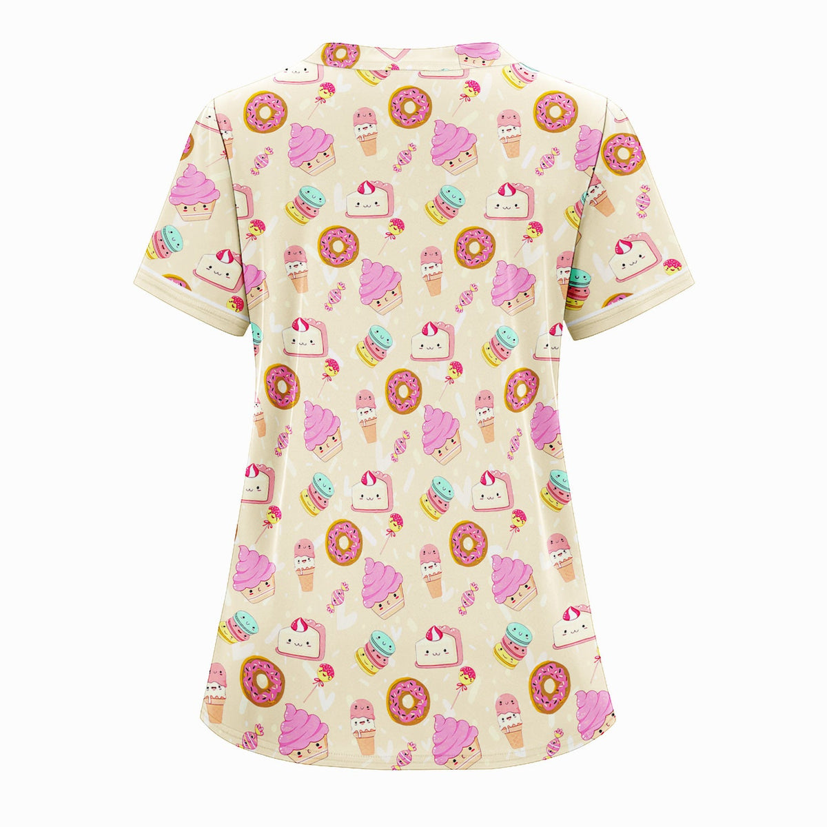 Donut Ice Cream Nurse Scrub Top