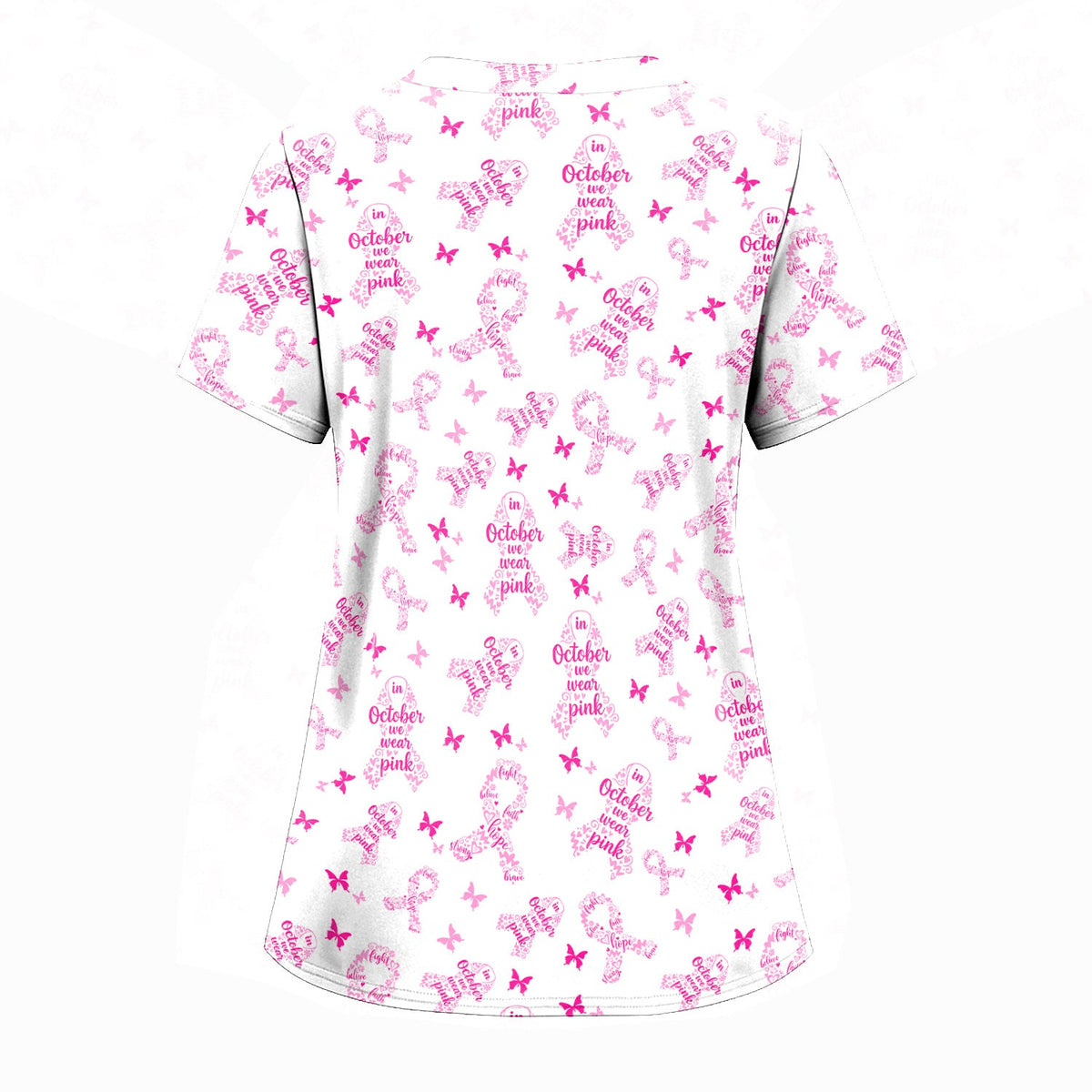 Personalized Breast Cancer Awareness Nurse Scrub Top