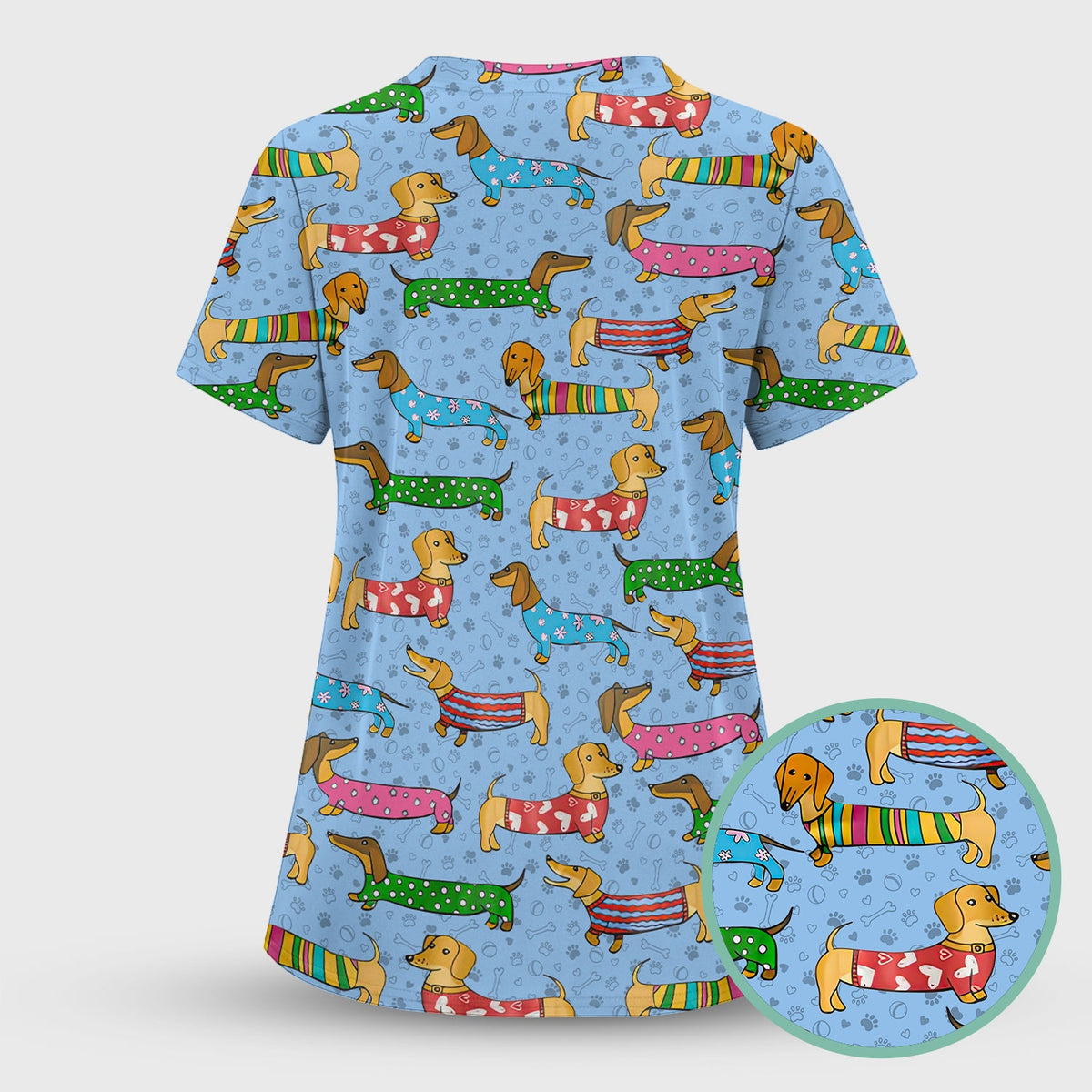 Dachshund Dog Nurse Scrub Top