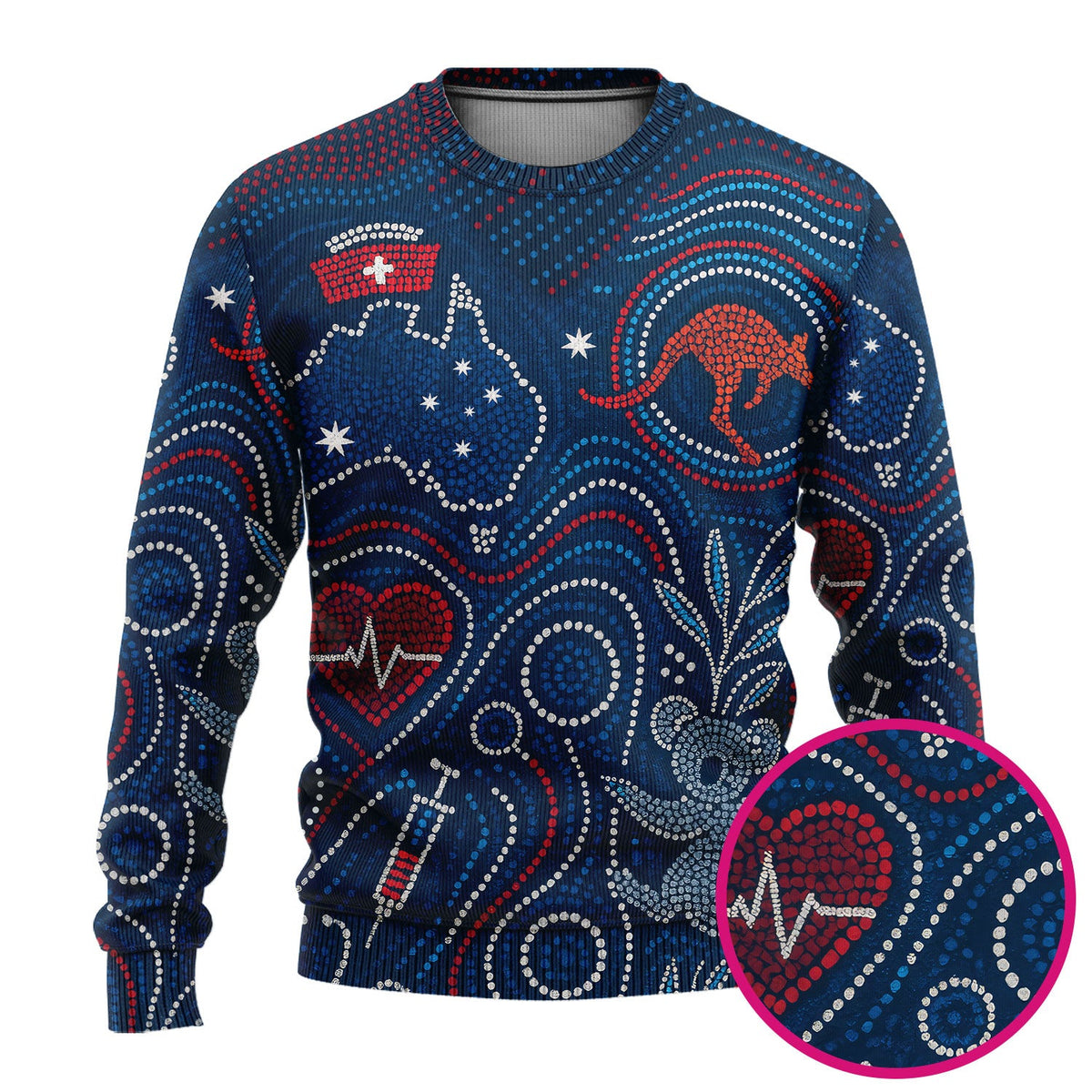 Aboriginal Dot Art Nurse Scrub Set, Australian Kangaroo With Koala Pattern Shirt,  Breathable Fabrics Nursing Uniform