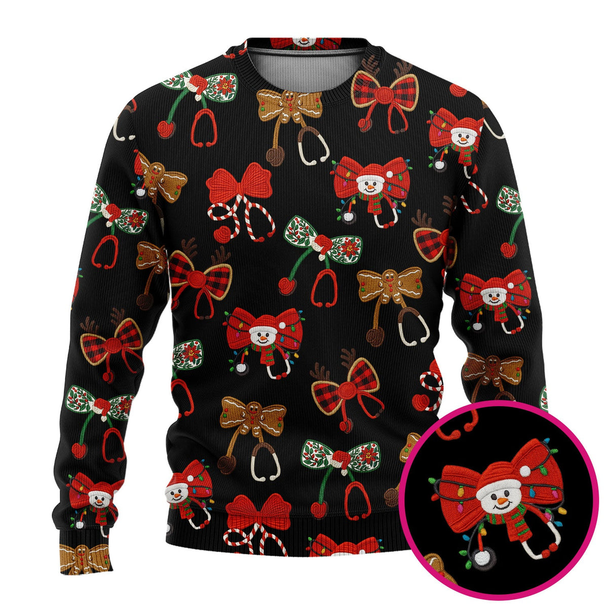 Christmas Stethoscope Bow Nurse Scrub Set