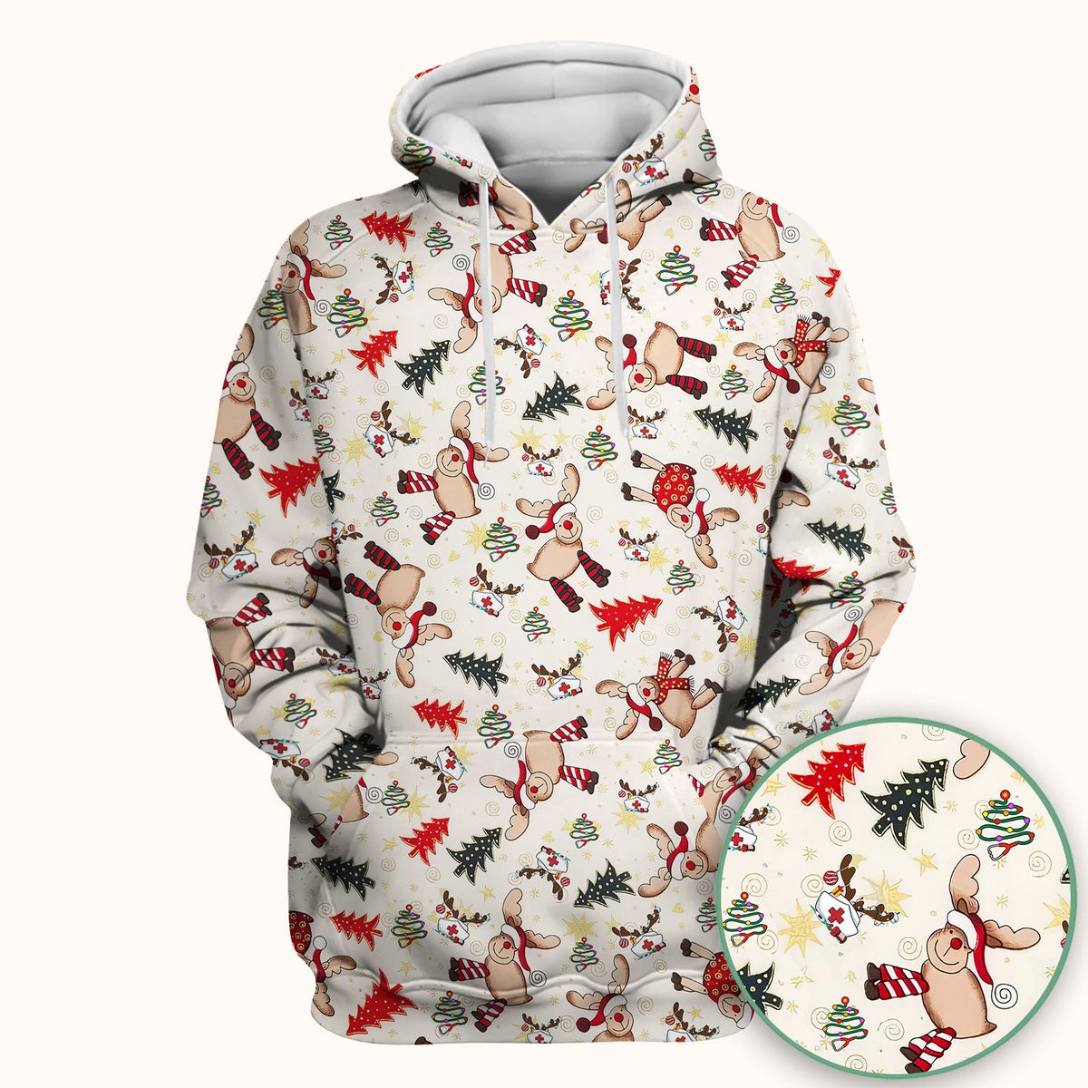 Reindeer Nurse Scrub Top - Christmas Gift