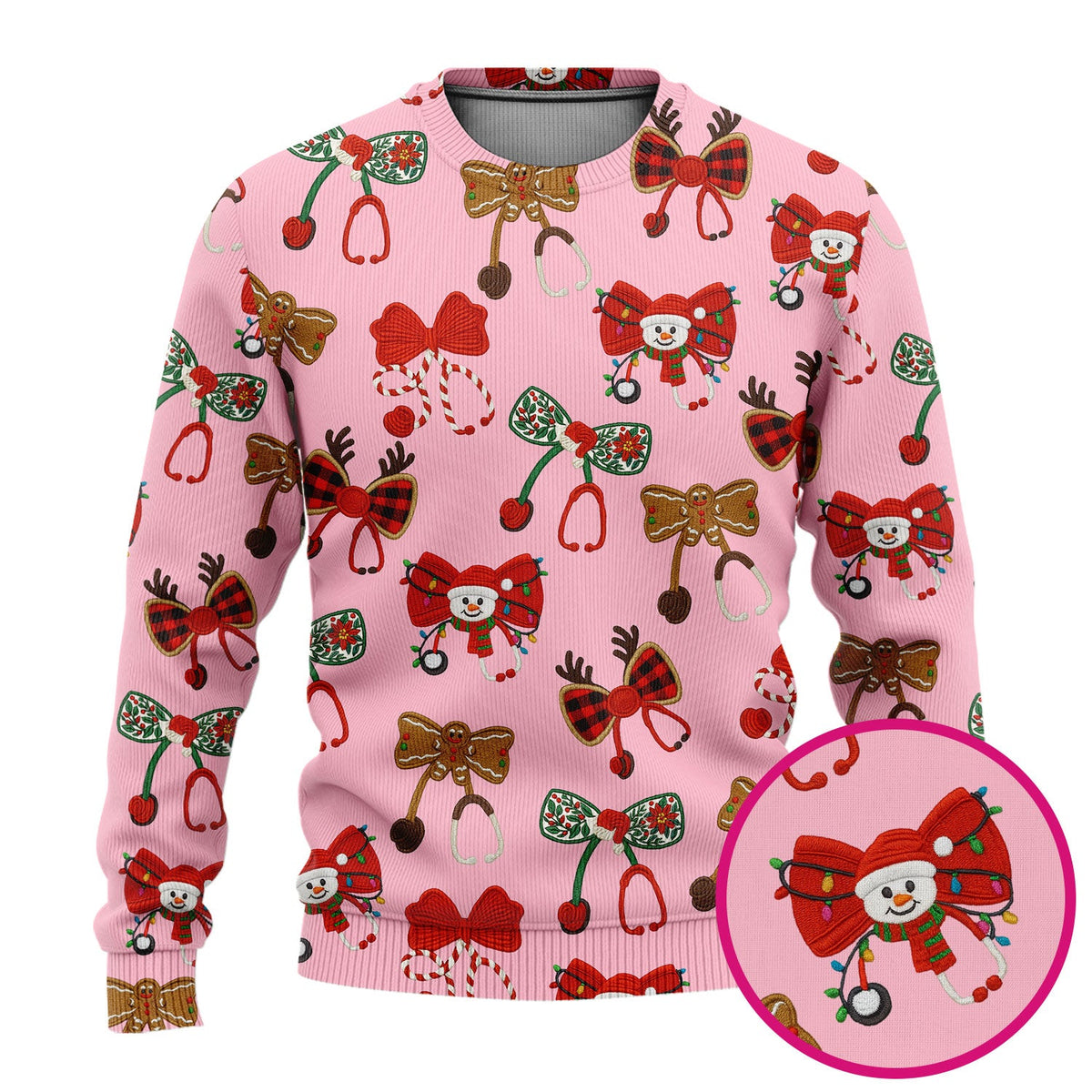 Christmas Stethoscope Bow Nurse Scrub Set