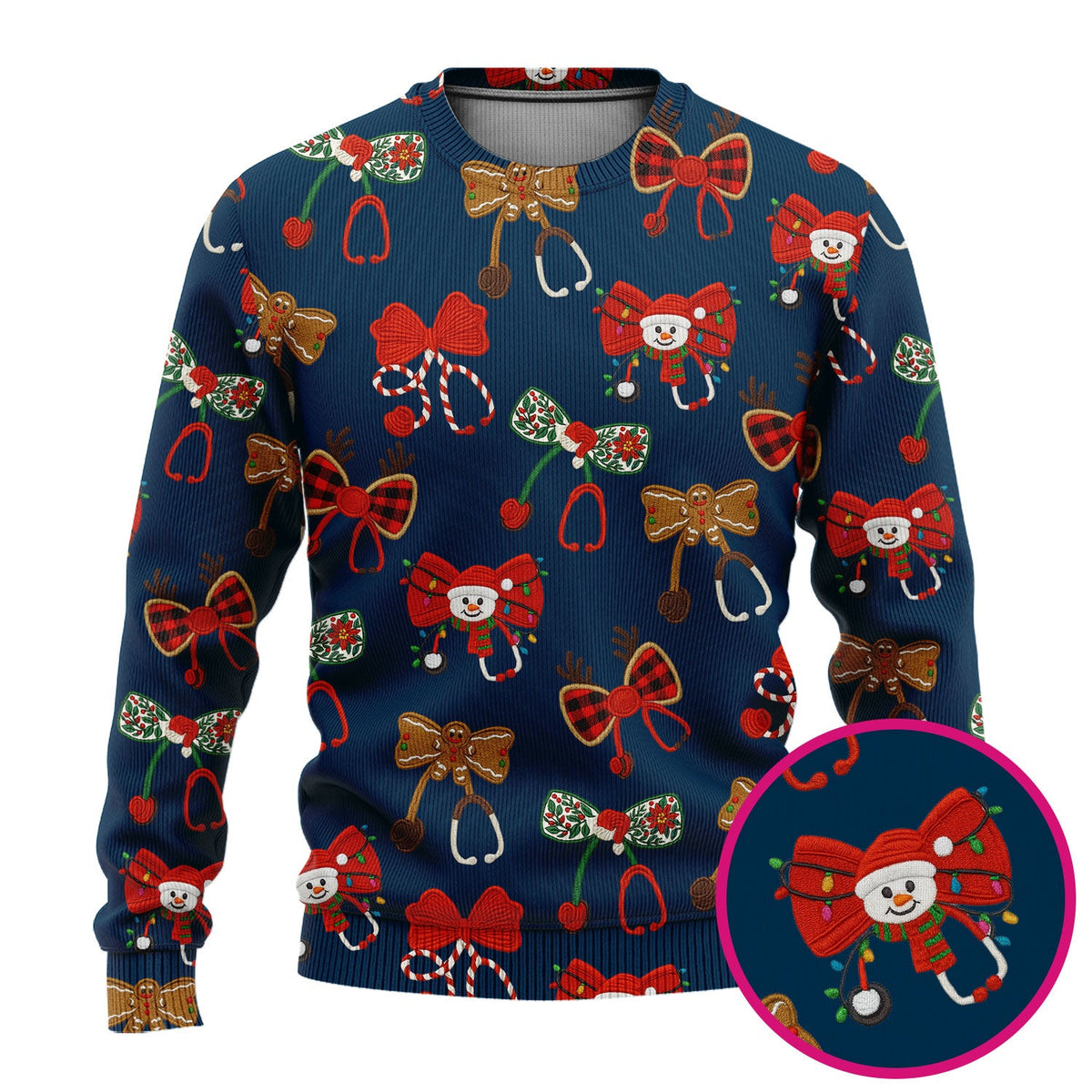 Christmas Stethoscope Bow Nurse Scrub Set