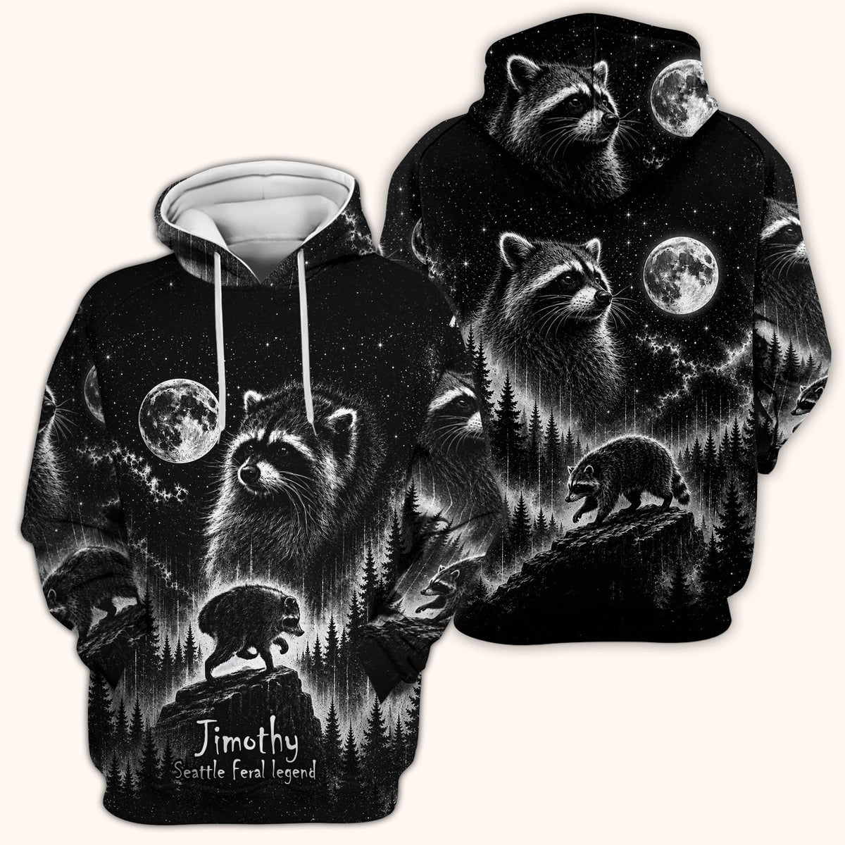 Moonlit Jimothy Raccoon Forest Nurse Scrub Top