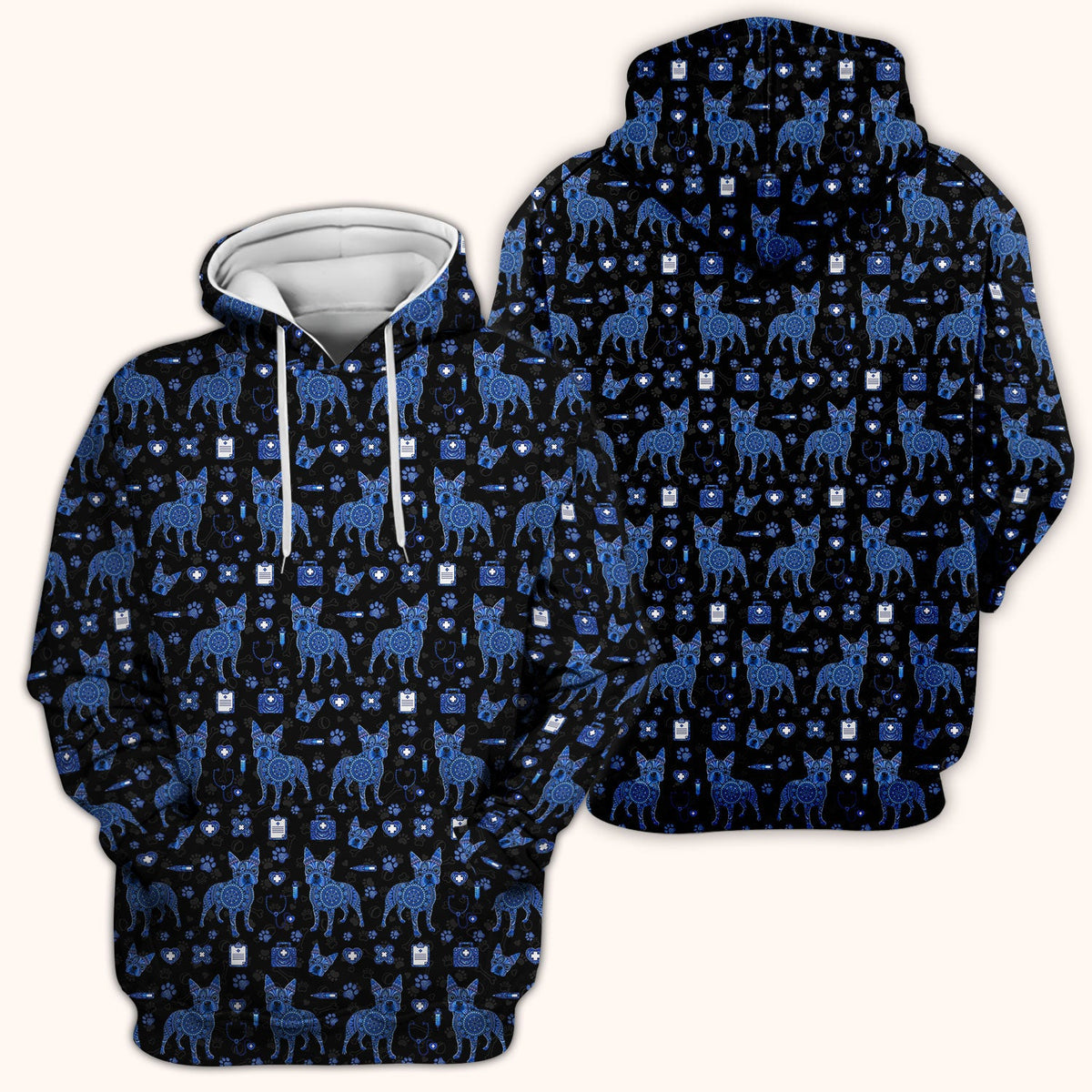 Blue Heeler Australian Cattle Dog Scrub Top, Australia Dot Art Pattern Shirt, Breathable Fabrics Nursing Uniform