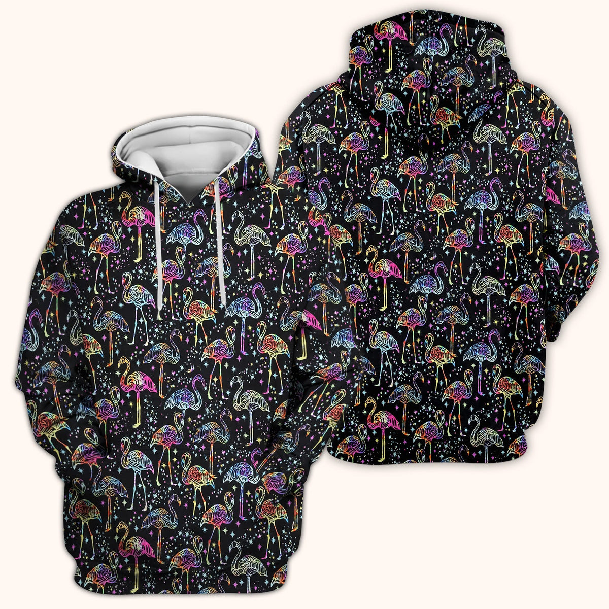 Neon Flamingo Starry Night Nurse Scrub Top