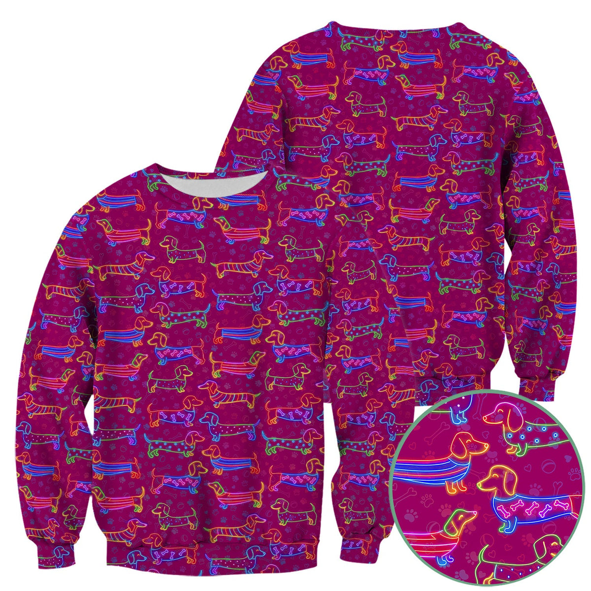 Neon Wiener Dog Nurse Scrub Top