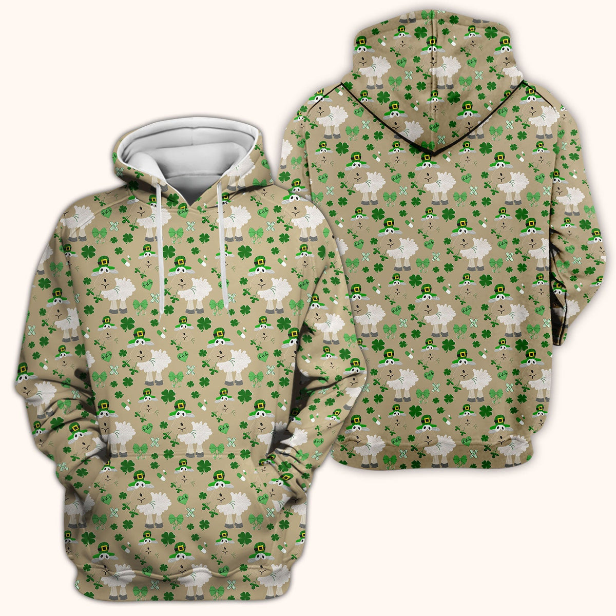 Nurse St. Patrick's Day Scrubs Top, Cute Sheep Shamrock Pattern Nurse Shirt, Breathable Fabrics Nursing Uniform