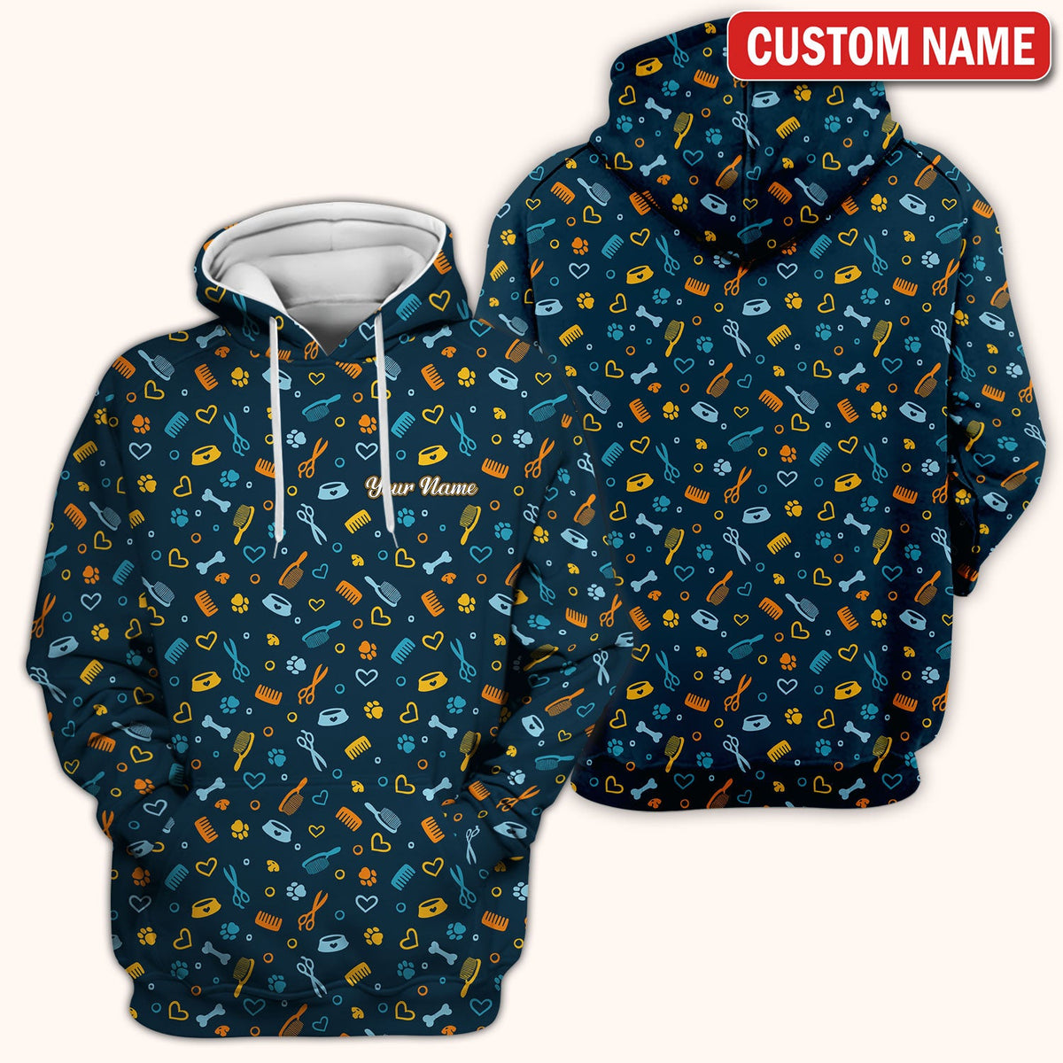 Personalized Dog Cat Grooming Nurse Scrub Top