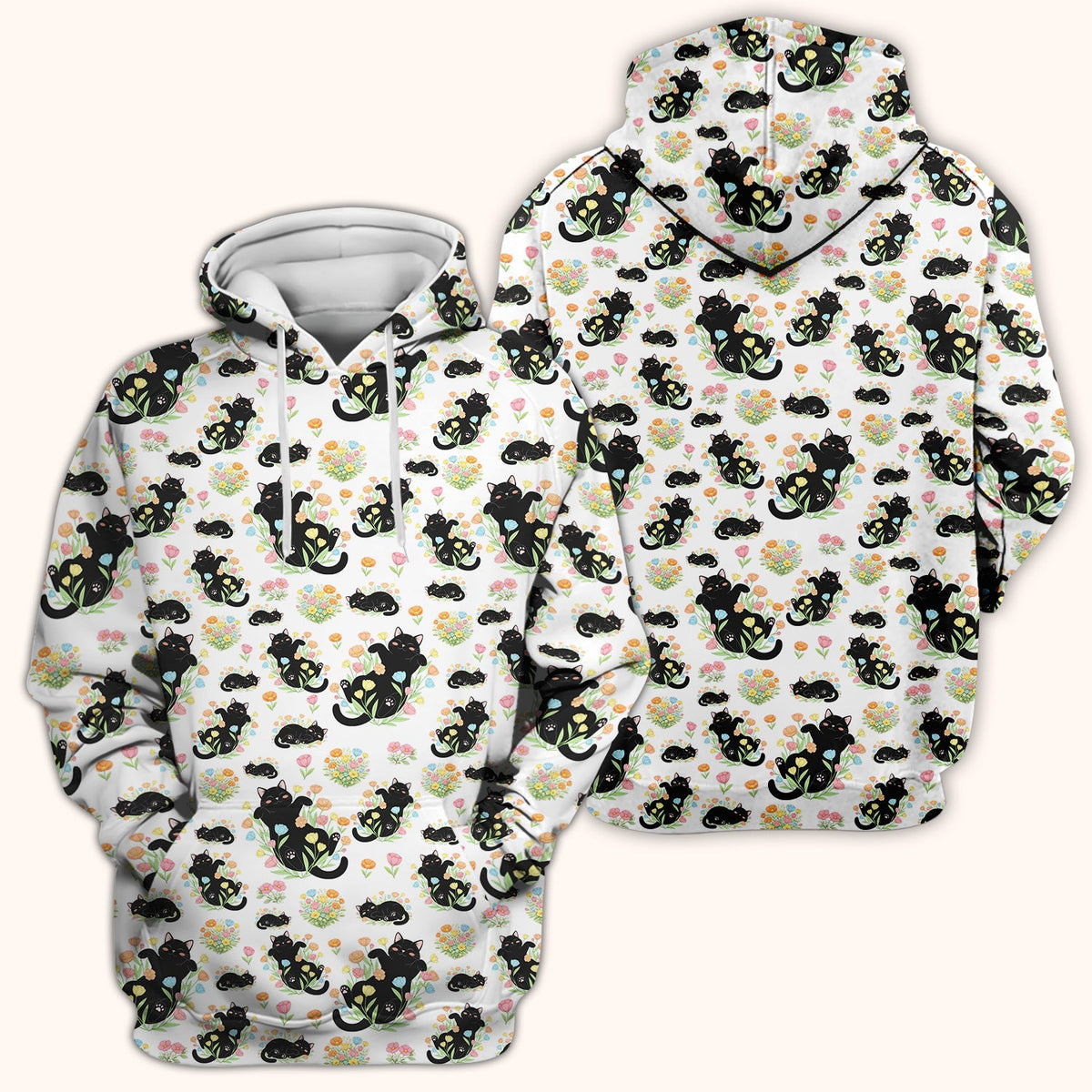 Cats Cute Poses Floral Nurse Scrub Top