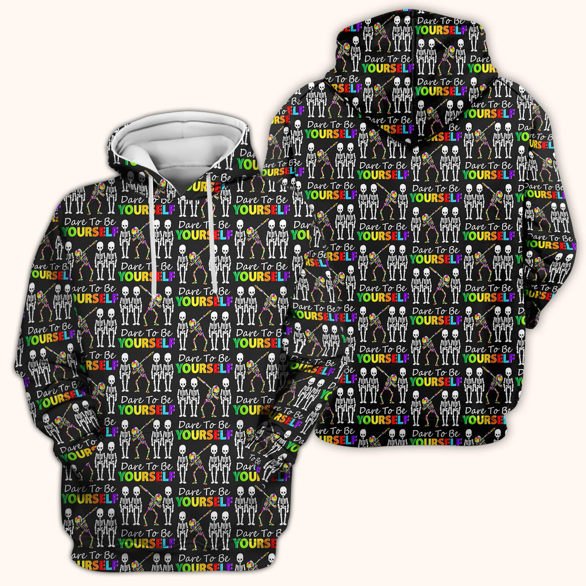 Rainbow Skeleton Dare To Be Yourself Nurse Scrub Top