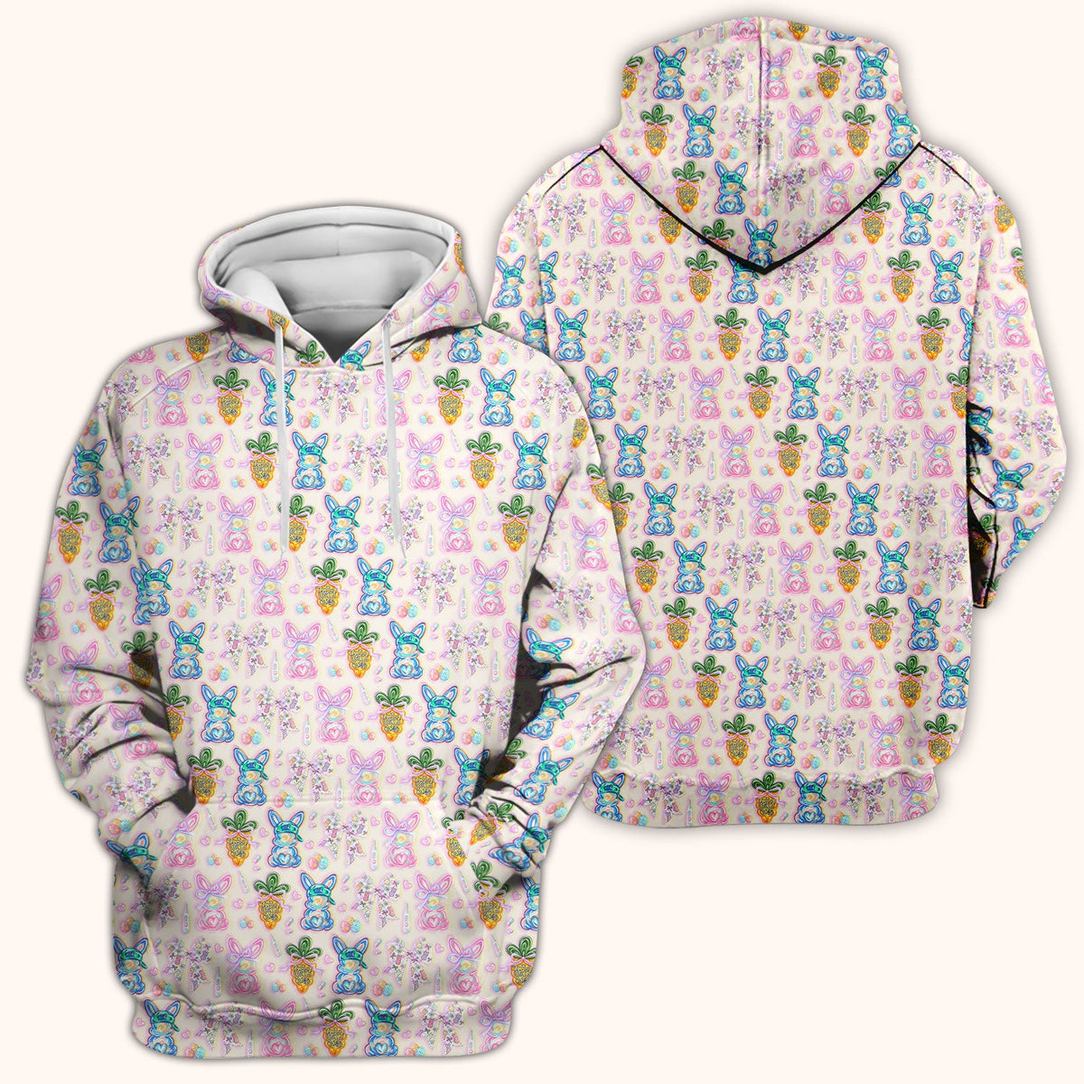 Bunny Carrot Bow Nurse Scrub Top - Easter Gift