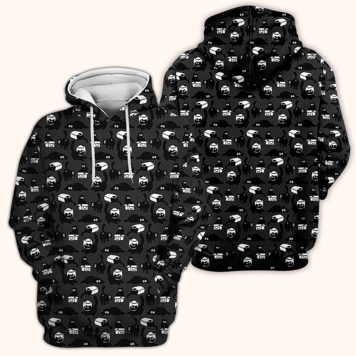 Dark Playful Cat Nurse Scrub Top