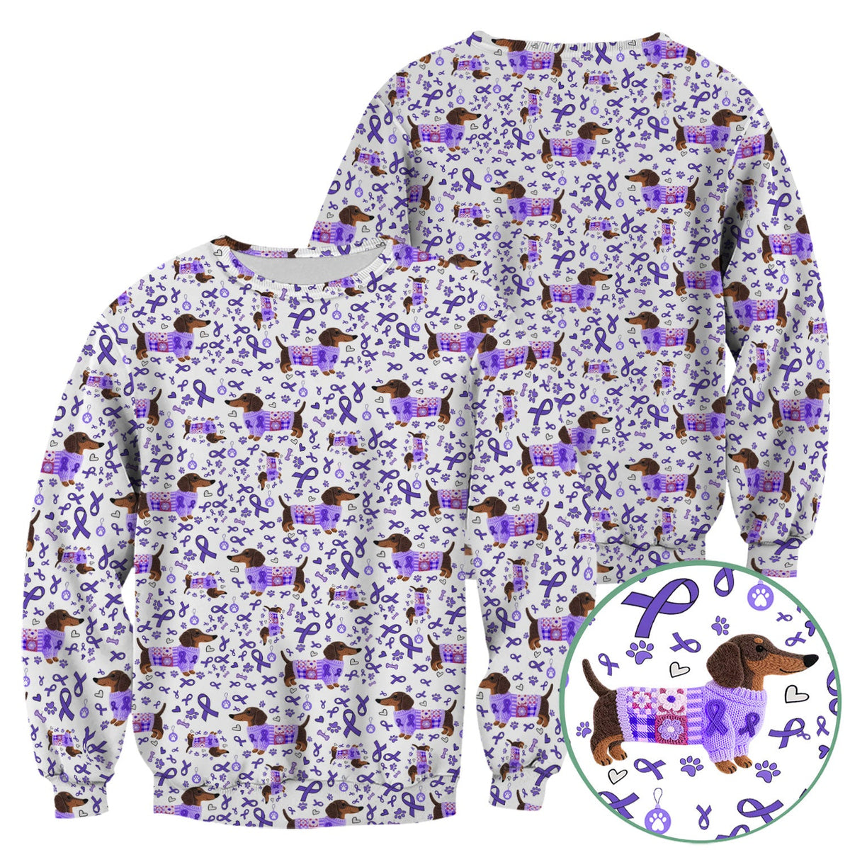 Purple Ribbon Dachshund Nurse Scrub Top
