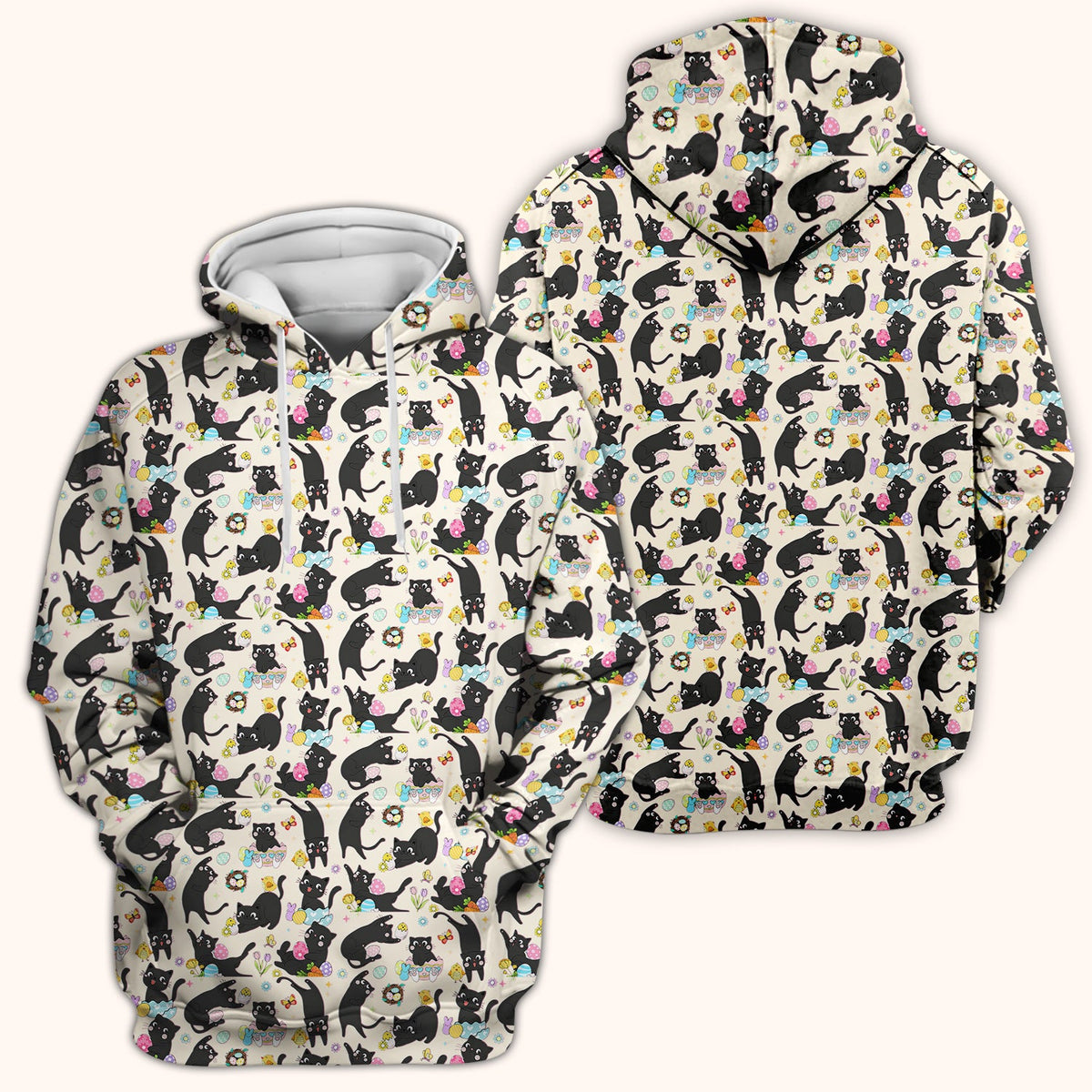 Black Cat Easter Egg Nurse Scrub Top