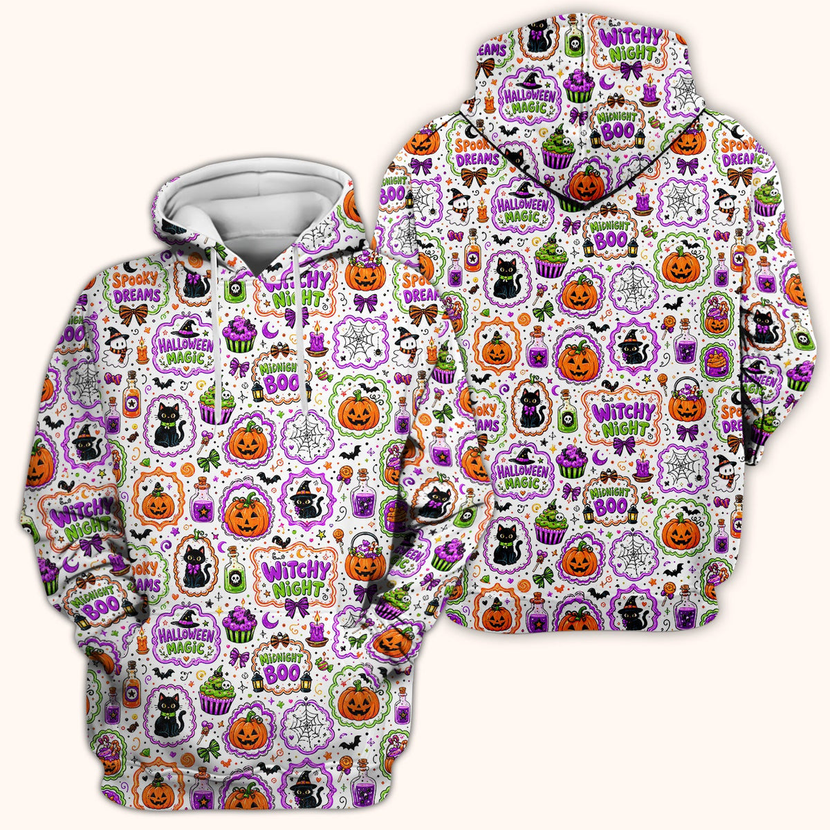 Halloween Black Cats Pumpkins Nurse Scrub Top