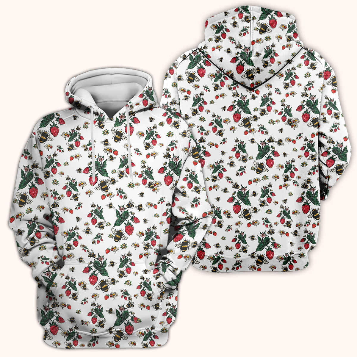 Strawberry Bee Daisy Nurse Scrub Top