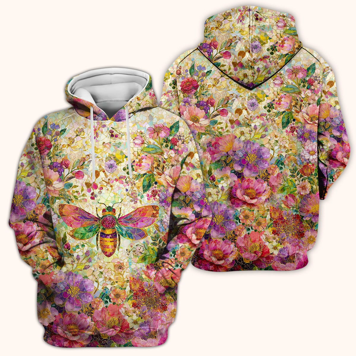 Vibrant Mosaic Bee Nurse Pattern Scrub Top, Comfortable Scrubs for Nurses