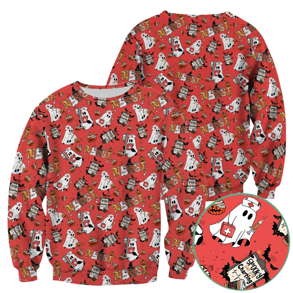 Spooky But Still Charting Nurse Scrub Top - Halloween Gift