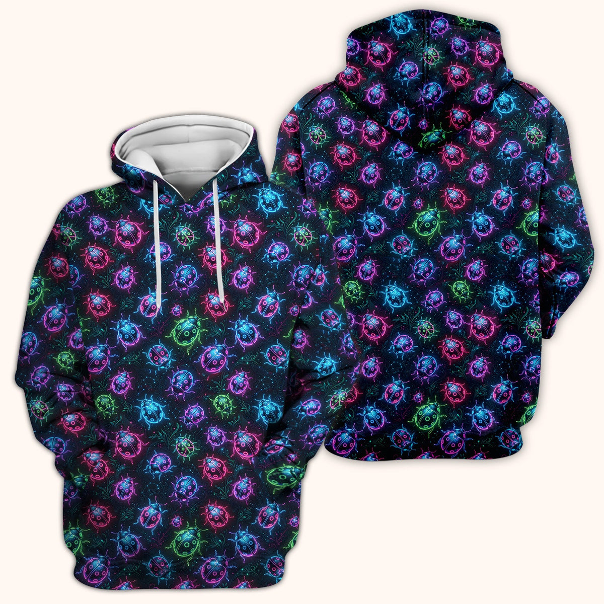 Colorful Neon Ladybug Nurse Scrub Top