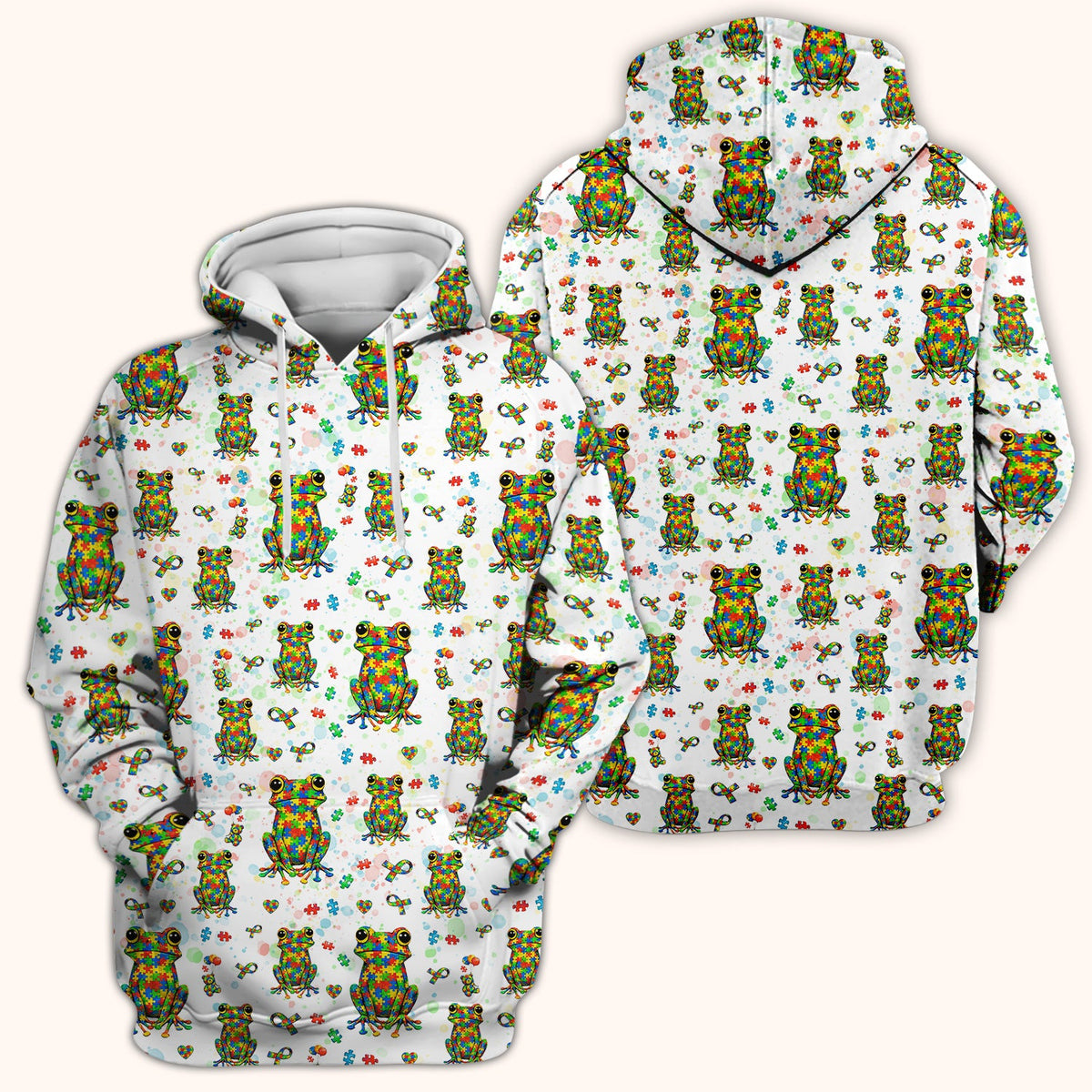 Colorful Autism Puzzle Frog Nurse Scrub Top